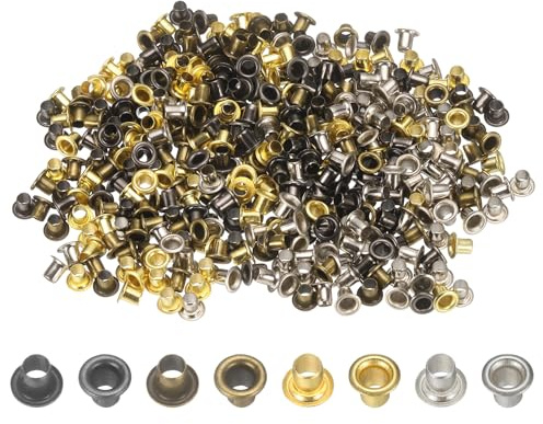 sourcing map 400Pcs Super Tiny Grommets Kit Metal Eyelets 2.5mm/ 1/10 Hole Grommet Self Backing for Shoes Clothes Belt Bag DIY Project, 4 Colors