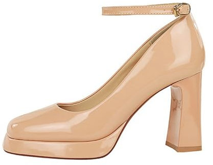 Damskor elegant stängd tå Mary Jane Klack Sandaler Vår Klassisk Elegant Hög Heels Slingback Bröllopsskor Erbjudande Stilettklackar Klänningsskor, Beige, 35 EU