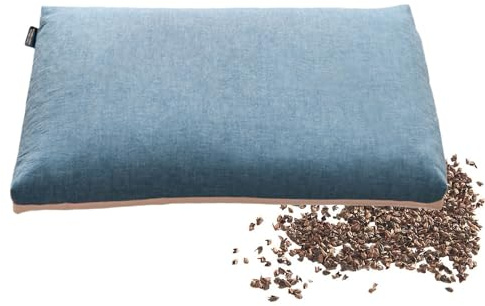 Cuscino giapponese con grano saraceno per dormire, comodo e comodo, cuscino con grano saraceno (blu, 58,4 x 35,6 cm) con design tradizionale giapponese per dormire meglio