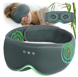 MUSICOZY Organic Bamboo Cotton Sleep mask Headphones,100% Blackout 3D Bluetooth Sleep Mask Breathable Eye mask Zero Eye Pressure Sleep Headphones for Side Sleepers,with 14H Playtime&Bluetooth 5.4