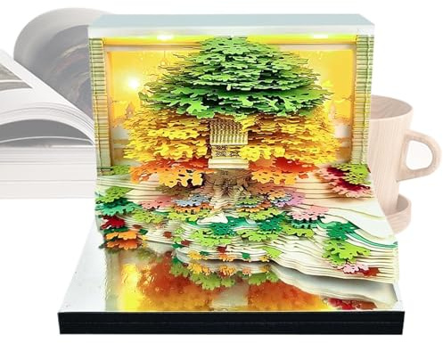 Biniveil Calendrier 3D | Calendrier à Feuilles à Détacher,Pages Détachables en Sculpture de Papier avec Mémo Décoratif et Design de et Arbre, pour Noël, Enseignants, École, Sport, Vacances, Maison,