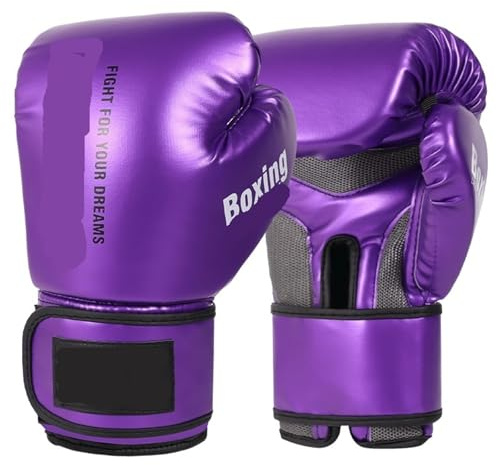Guantes de Boxeo Guantes de Boxeo Profesionales for Adultos, Sanda, niños, Hombres, Entrenamiento, Mujeres, Muay Thai, Juego Saco Combate(Purple,12oz)