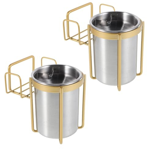 TIDTALEO Wall-mounted Ashtrays 2pcs Punch-free Stainless Steel Cigarette Butt Containers with Lid Smoker Ashtray for Bathroom Toilet Use