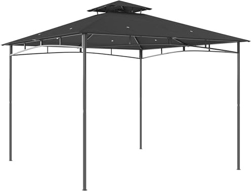Outsunny Paviljong 3 x 3 m, vattenavvisande, stabil, vintersäker, trädgårdspaviljong med utdragbar toppram, dubbeltak, UV 50 festtält, trädgårdstält, gazebo för festivalfester, trädgård, mörkgrå