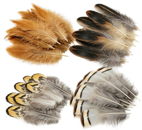 100pcs Feathers for Crafting, Spotted Brown Craft Feather, Pheasant Feathers for DIY Crafts, Art Projects and Party Decorations(2-4 Inch)