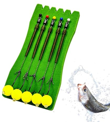 Fiskekrokar set om 5 med förbundna fiskemonteringsdagar | Med en flytande boll och metallöringkrok för fiske i hav, sjö, flod och havskatt, crappie, lax,