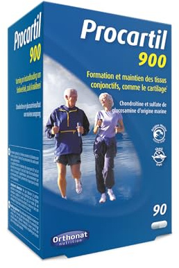 Orthonat - Procartil 900 - Complément Alimentaire Articulations et Cartilage - Tissus Conjonctifs - Sulfate de Glucosamine Marine - 90 Gélules