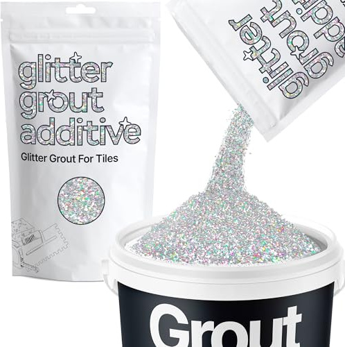 Hemway Silver Holographic Glitter Grout Additive 100g | for Adding Sparkle to Kitchen & Bathroom Tiles, Enhance Your Indoor Grouting Projects with a Durable Sparkly Effect