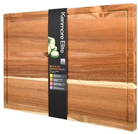 Kenmore Kenosha Extra Large Acacia Wood Cutting Board, 24 x 16 Inch – Heavy Duty Chopping Board with Juice Groove for Meat, Vegetables & Meal Prep