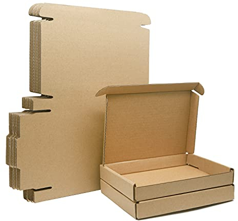 Scatole di spedizione in cartone ondulato, 150x100x20mm grandi scatole postali per la spedizione, scatole di imballaggio marrone per affari, stoccaggio o regalo (10 pezzi)