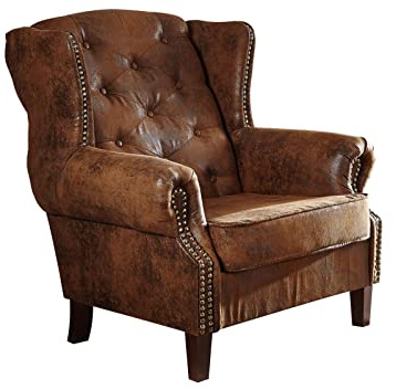 MASSIVMOEBEL24.DE Chesterfield - Poltrona 102 x 93 x 102 cm, colore: Marrone
