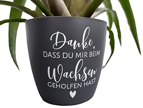 Blumenübertopf Wachsen | Danke, dass du mir beim Wachsen geholfen hast Farbe: Weiß | Anthrazit | Mint | Hebamme - Erzieher Geschenk