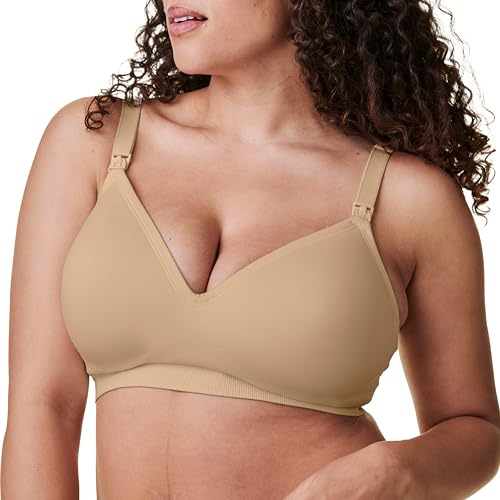 Bravado! Designs Sostenible Maternity & Nursing Bra for Breastfeeding Plunge Wireless Seamless V-Neckline Bra B to G Cup