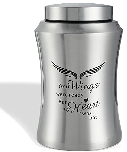 LINES ARTE Grande urne funéraire pour Cendres humaines Adultes, Hommes et Femmes, jusqu'à 100 kg pour Cendres d'adultes, Ailes d'ange décoratives pour Homme
