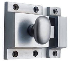 Infinity Decor Satin Chrome Kitchen Cupboard Catch with Attached Thumb Turn Latch Lock – Suitable for Wardrobe Dresser Furniture Doors