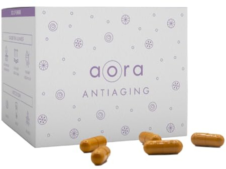 AORA ANTIAGING | Kapslar för hudvård | Regenerera, skyddar, återfuktar, kollagen, hyaluronsyra, vitamin C och E | Lutein, blodröd | Immunstöd | Hög absorption
