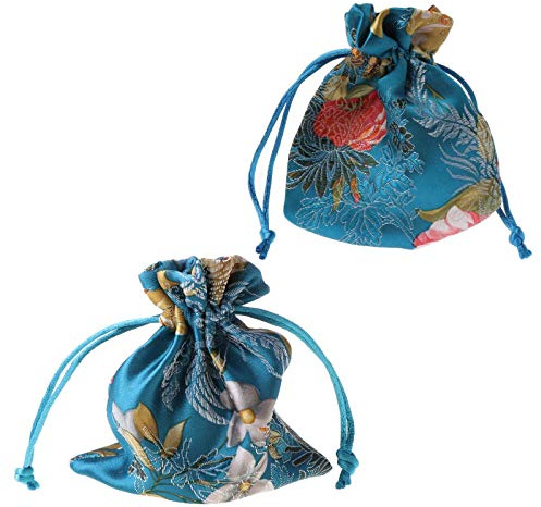 LEJIAJU Hochwertige Schmuckbeutel aus Seide mit Kordelzug, traditionelle Seide, Reise, chinesische Stickerei, Schmuckbeutel