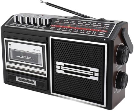 Reproductor de Casete Boombox, Reproductor de Cinta de Casete Portátil Grabadora Am FM SW Radio Bluetooth Cassette Portátil Estilo Retro con Perilla de Ajuste para Interior y