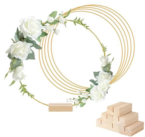 6 pezzo Cerchio Metallo 25 cm,Anello in Metallo Dorato con Piedino,Anelli in Metallo,Per Ghirlande,Appendimenti e Decorazioni per la Tavola Nuziale Anelli in Metallo per Fai da te (25 CM)