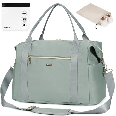 Bolsa de Mano para Ryanair 40 x 20 x 25 cm con Neceser Transparente 20 x 20 cm y Bolsillo para Zapatos, Bolsa de Viaje avión, Bolsa Fin Semana WANDF (Nueva Gris 20L)