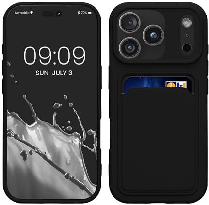 kwmobile fodral kompatibelt med Apple iPhone 17 Pro fodral – TPU-telefonskydd med kreditkortshållare – svart