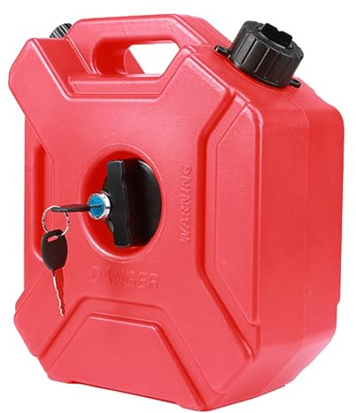 Shkalacar Kraftstofftank Transporttank Benzinkanister 5L, Robustes HDPE Material mit Diebstahlschutz und verstellbarer Tülle für Motorräder SUVs ATVs (Rot)