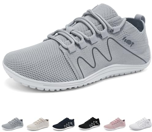 Merdoo Barefoot Donna Sneakers Minimaliste Scarpe Unisex Uomo Trail Running Leggere Traspiranti Comode Sportive Camminata Basse Flessibili Grigio 43 EU