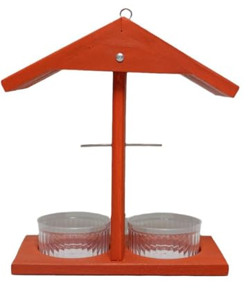 Comedero para Pájaros de Madera, Resistente para Exteriores, Diseño Colgante Creativo para Jardín, Balcón y Villa, 7.87 x 4.13 x 9.06 Pulgadas