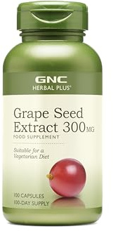 GNC Herbal Plus Grape Seed Extract 300mg Supplement, Vegetarian, 100 Servings