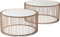 Kare Design Couchtisch Wire, Kupfer, 2er Set, rund, verpiegelte Tischplatte, Moderner Glastisch, Großer Beistelltisch, Kaffeetisch, Nachttisch, 60/70cm Durchmesser
