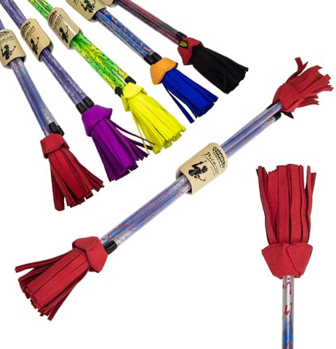 Juggle Dream Picasso Flowerstick con Ultra-Grip Silicona Recubierto Palos de Mano. Fibra de Vidrio Irrompible. Para Malabares y Bailando (Plata/Rojas)