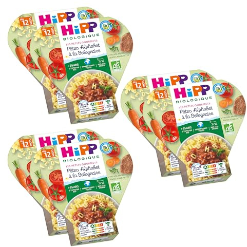 HiPP - Les Petits Gourmets - Pâtes Alphabet à la Bolognaise dès 12 Mois - Assiettes - 6x230 g - BIOLOGIQUE