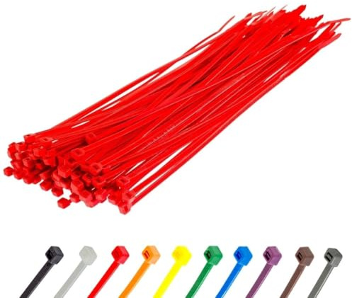 Gocableties Red Cable Ties, 300mm x 4.8mm, Pack of 100, 12 Premium Nylon Zip Ties, Multi-Purpose Plastic Tie Wraps, Secure Self-Locking Mechanism, for Home, Garden, Office and DIY