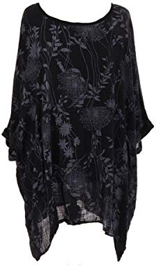 Storm Island® Italian Ladies Quirky Cotton Floral Print Top Women Summer Shirt Boho Pocket Tunic Hi-Low Dress Plus Size Fashion Party Dress
