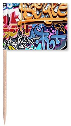 Colorful l Painting Pattern Graffiti Street Toothpick Flags Marker Topper Party Decoration