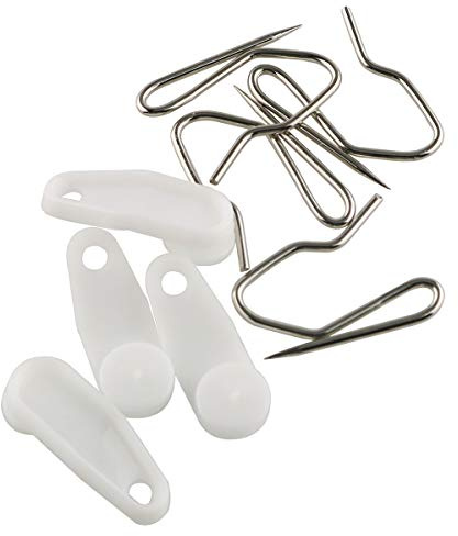E-outstanding 50 Sets White Plastic Traverse Rod Slides Rail Glider and Metal Curtain Hooks Window Curtain Accessories
