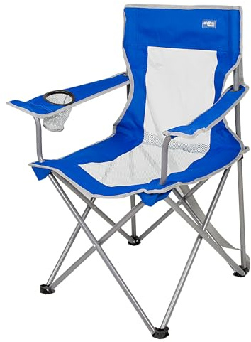AKTIVE Silla plegable camping ultraligera, Peso máximo 110 kg, Incluye posavasos y reposabrazos, 46x46x82 cm, Silla alta: 41cm, Costuras reforzadas y respaldo transpirable (52879)
