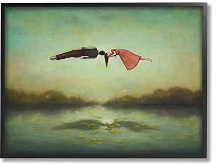 Stupell Industries Verde Surrealista flotante gente lago árboles distantes, diseño de Duy Huynh