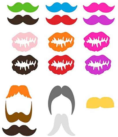 YKKJ 18 Piezas Marcador De Copa De Vino，Marcador de Vidrio，Silicona Marcador de Copa Identificador，para Copas de Vino, Botellas de Agua, bufés（Bigote y Labios）.