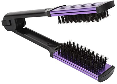 Brosse plate à pince, brosse à cheveux à pince, brosse à lisser les cheveux, brosse démêlante à lisser, respirabilité à poils artificiels double face