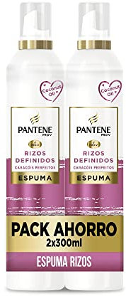 Pantene Pro-V Espuma Rizos Perfectos Nutritiva y Protectora del Calor, con Aceite de Coco, 2x300 ml