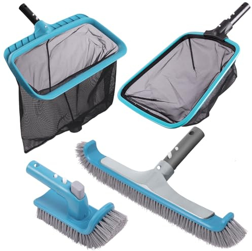 Sepetrel Deluxe Swimming Pool Cleaning Kit Including 2 Brush Heads, 2 Pool Skimmer Nets(NO Pole)