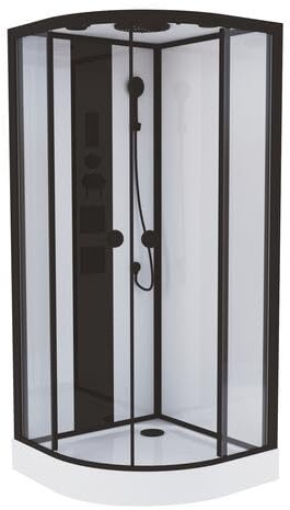 ONDÉE - Cabina de ducha NOGEA con sistema de hidromasaje - grifo mecánico - ducha de mano extra plana - ducha mural integrada - altavoz - luz LED - Negro mate - 212x90x90cm