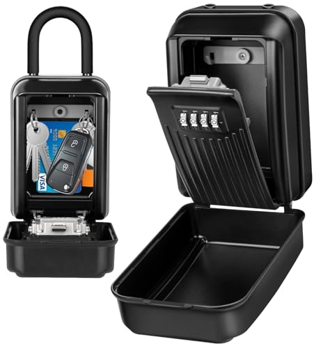 LUROON Schlüsseltresor mit 4-stelligem Zahlencode Groß Wasserdichter Schlüsselbox mit Bügel, Schlüsseltresor Außen für Haus, Lagerhaus, Garage, Airbnb, Büro