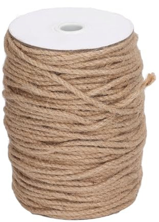 Tissting Cuerda de Yute de 4mm 328 Pies de Fibra Cuerda de Cáñamo de 3 Hebras con Rollo, Hilo de Yute Resistente para Obras de Arte, Jardinería, Agrupación, Camping