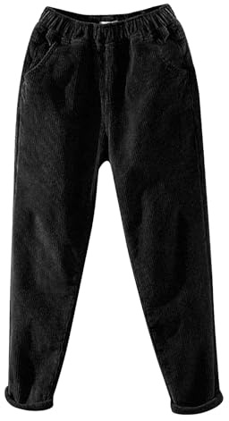 Pantalon en velours côtelé pour femme - Taille haute - Pantalon thermique avec poche - Pantalon de jogging épais et chaud - Pantalon d'hiver - Pantalon de fitness en velours côtelé - Pantalon de sport