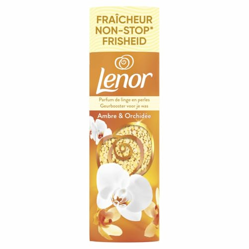 Lenor Parfum de Linge en Perles pour Lessive, 16 Lavages, Ambre et Orchidée, Fraîcheur Non-stop jusqu'à 12 Semaines de Stockage