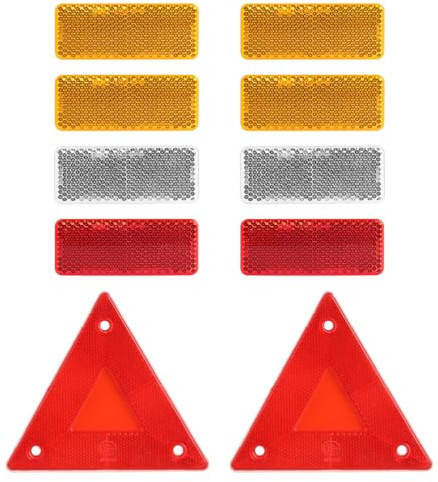 10 piezas de reflectores de ojos de gato, amarillo, blanco y rojo, autoadhesivos, triángulos, rectángulos, reflectores para coche, camión, caravana