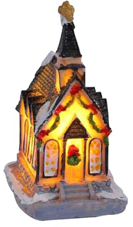 Casas de pueblo de Navidad LED – Figuras de cabaña en miniatura con luces LED, exhibición de ciudad de Navidad en miniatura iluminada | Figuras eléctricas de temporada de casa de aldea, figura LED de