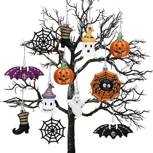 Valery Madelyn 12pcs 5.5-10cm Halloween Decorations, Halloween Baubles for Home Decor, Ornaments for Holiday Party Gift